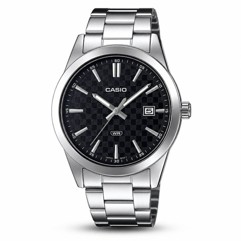 Reloj Análogo Casio de Acero Inoxidable para Hombre MTP-VD03D-1AV Plateado Fondo Negro