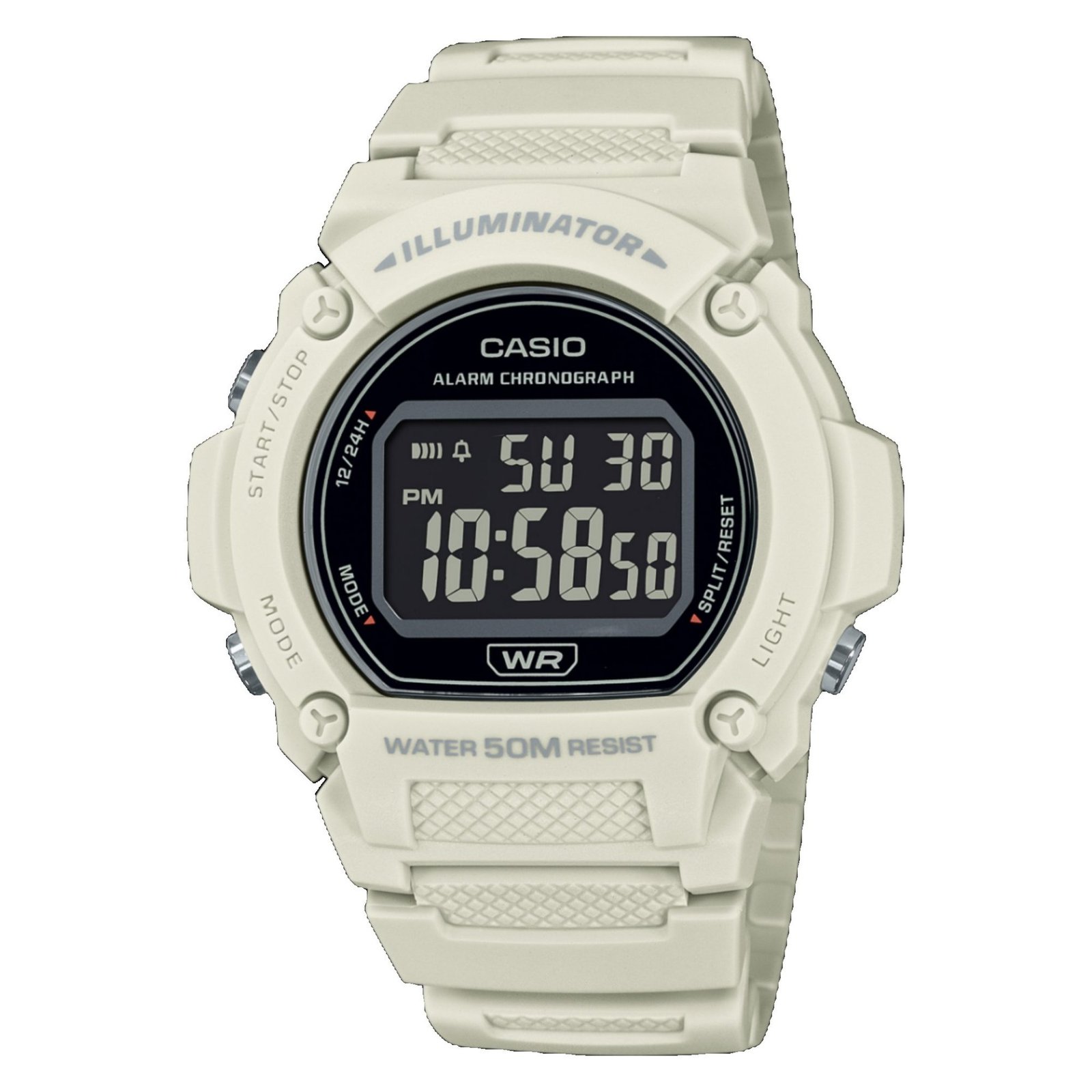 Reloj Digital Casio De Resina Para Hombre W-219HC-8BV Color Marfil Fondo Negro